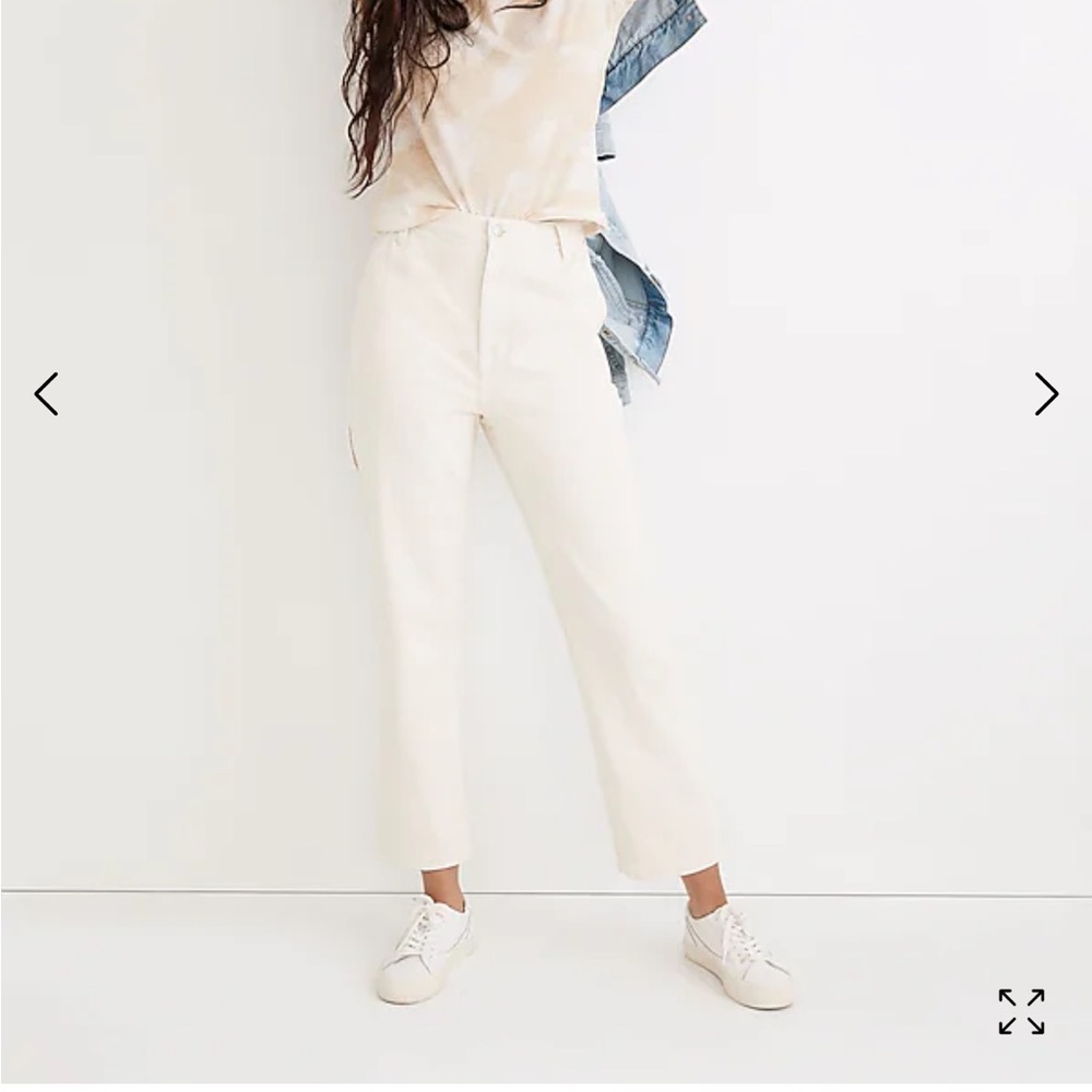 Baggy Straight Cargo Pants in Antique Cream